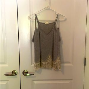 Grey, cold shoulder top